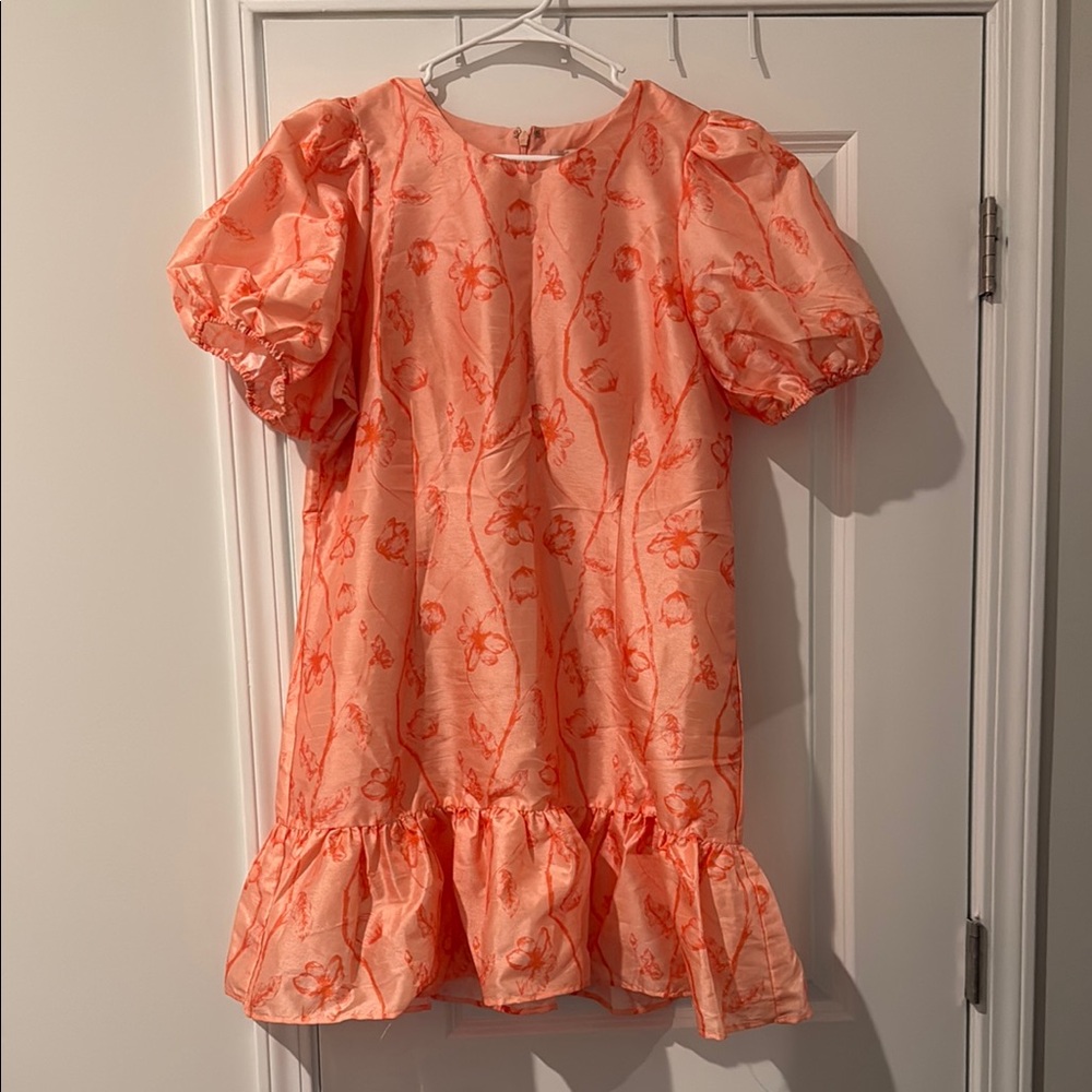Hutch Peach Floral Puff Sleeve Dress
